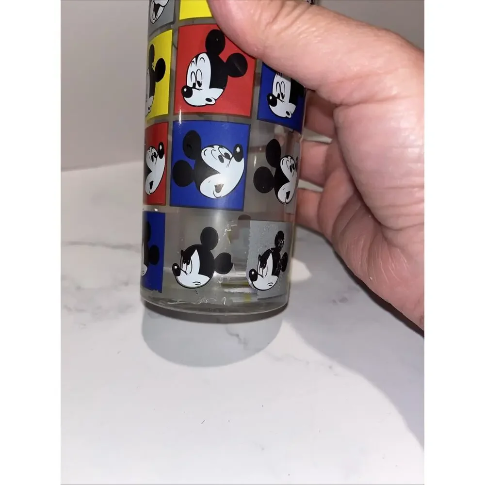 Official Disney Mickey Mouse Faces 16 oz Glass Tumbler Silver Buffalo Cup